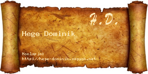 Hege Dominik névjegykártya